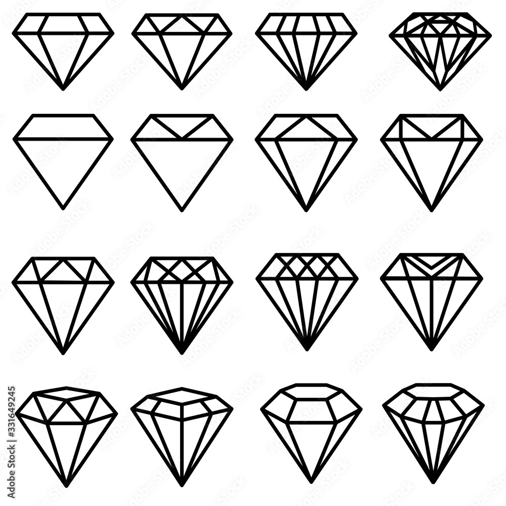 Diamond icons vector set. gemstone illustration sign collection. jewel symbol. Diamond icons vector set. gemstone illustration sign collection. jewel symbol.
