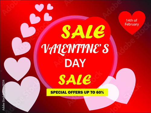 Happy valentine's day big sale , huge discounts, special offers, vector