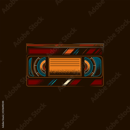 Original vector illustration. Old VHS videotape in retro style