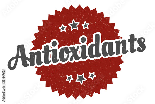 antioxidants sign. antioxidants round vintage retro label. antioxidants