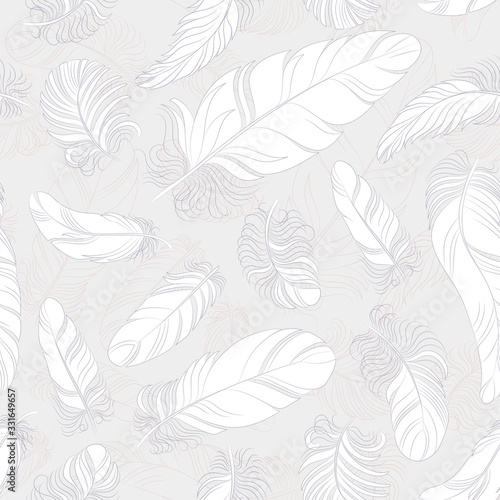 flying feathers seamless vector pattern
