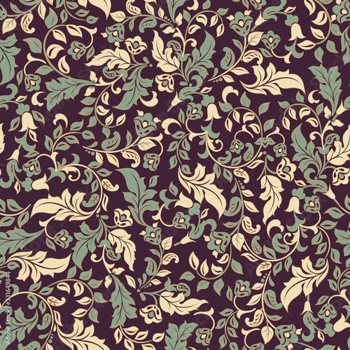 Floral seamless textile pattern in asian batik style