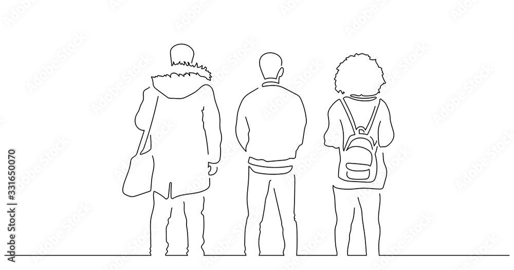 People from behind isolated line drawing, vector illustration design. People from behind isolated line drawing, vector illustration design.