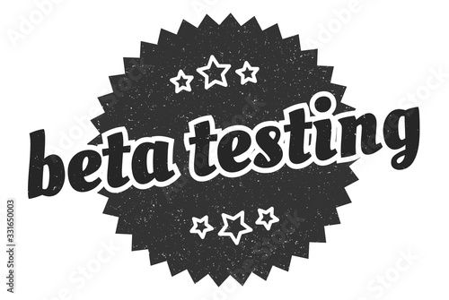 beta testing sign. beta testing round vintage retro label. beta testing