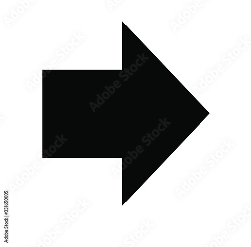 Black large forward or right pointing solid arrow icon sketched as vector symbol