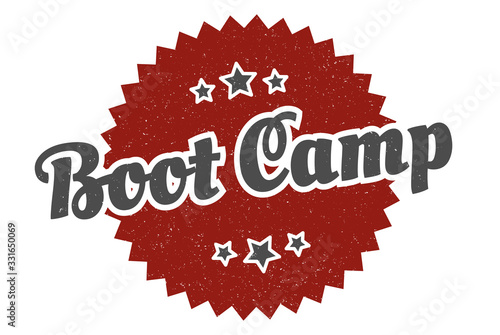 boot camp sign. boot camp round vintage retro label. boot camp