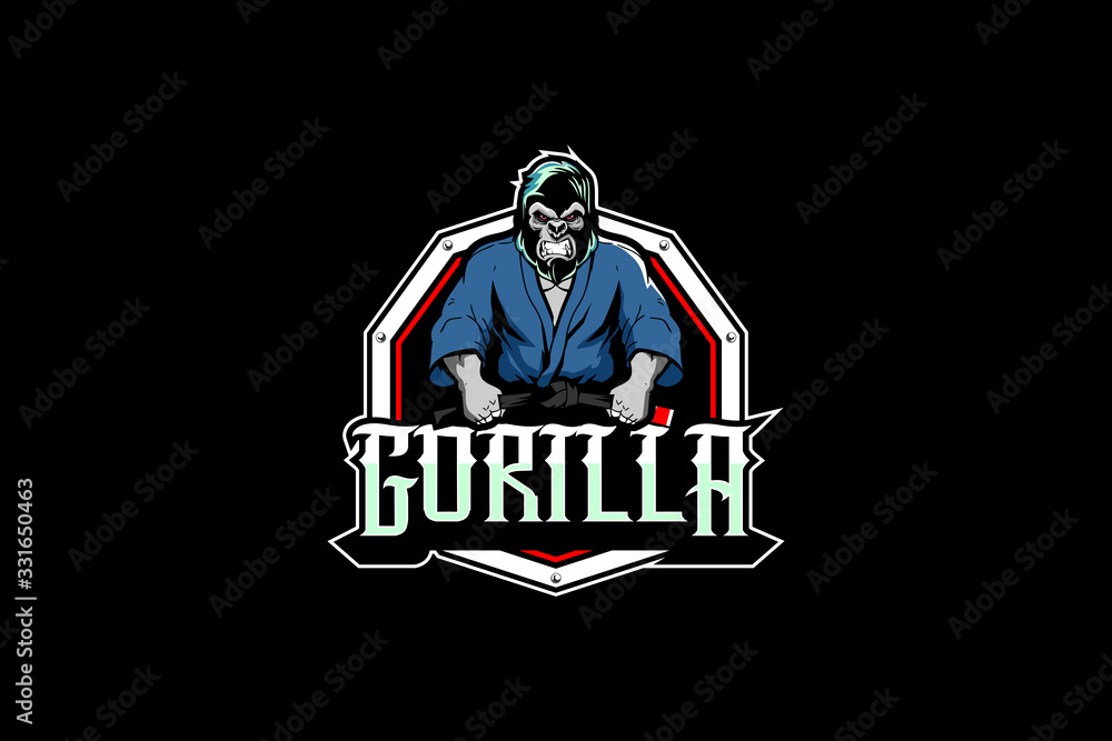 Fototapeta Gorilla martial arts athlete logo vector template