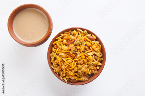 Close-up of mixture snack with tea

