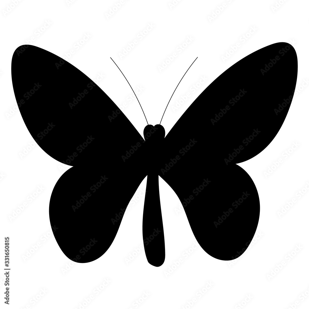 black silhouette of a butterfly, on a white background black silhouette of a butterfly, on a white background