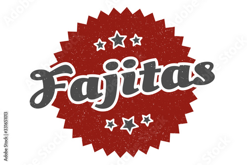 fajitas sign. fajitas round vintage retro label. fajitas