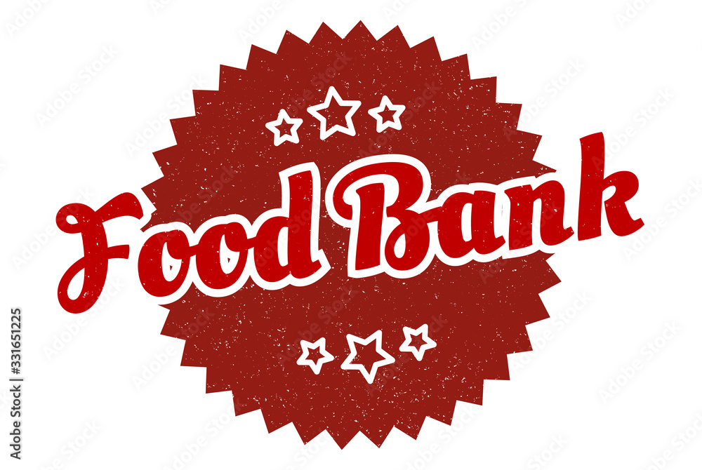 food bank sign. food bank round vintage retro label. food bank