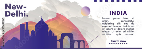 India New Delhi skyline city gradient vector banner