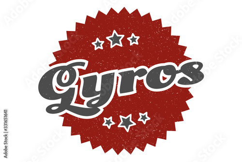 gyros sign. gyros round vintage retro label. gyros