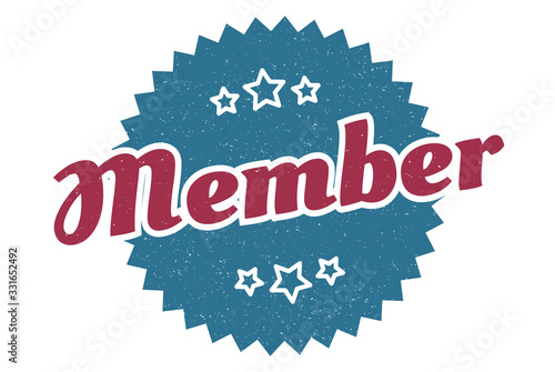 member sign. member round vintage retro label. member