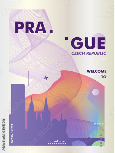 Czech Republic Prague skyline city gradient vector poster