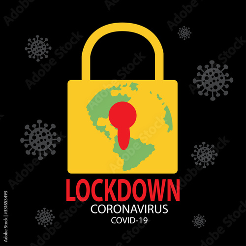 Coronavirus lockdown symbol. Global pandemic health warning concept.