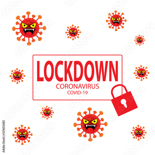 Coronavirus lockdown symbol. Global pandemic health warning concept.