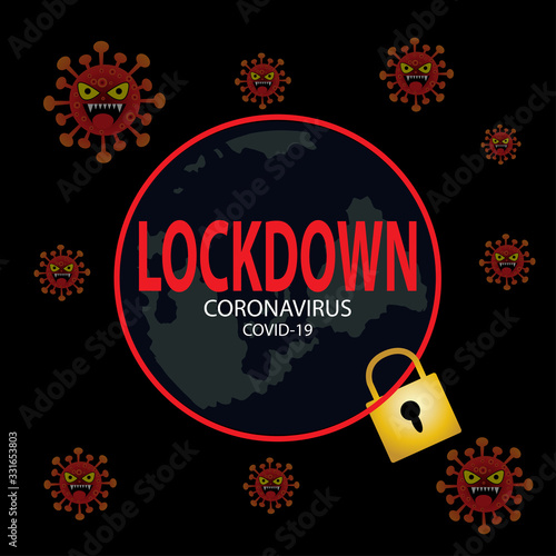 Coronavirus lockdown symbol. Global pandemic health warning concept.