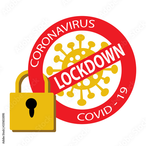 Coronavirus lockdown symbol. Global pandemic health warning concept.
