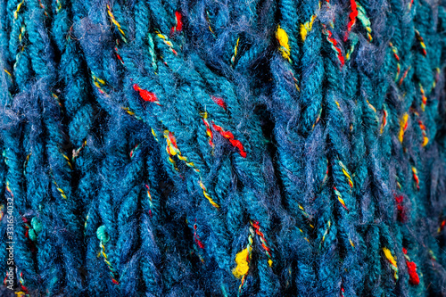 Macro photo of a knitted winter hat.