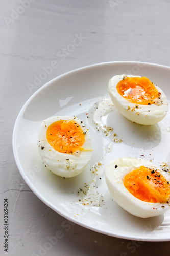 Boiled eggs on a plate