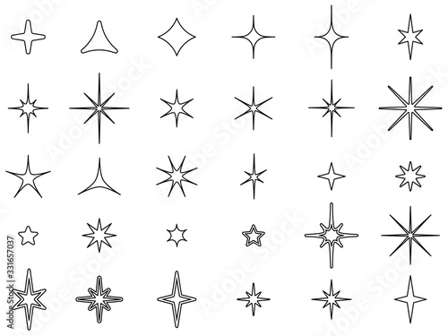 Set of unpainted vector stars.