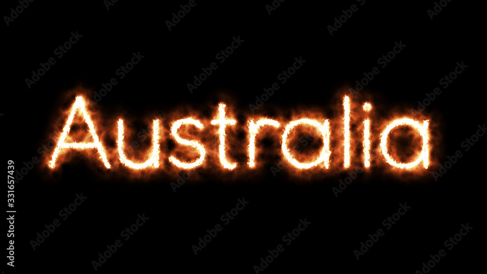 Australia typography design with forest fires, Pray For Australia Australia typography design with forest fires, Pray For Australia