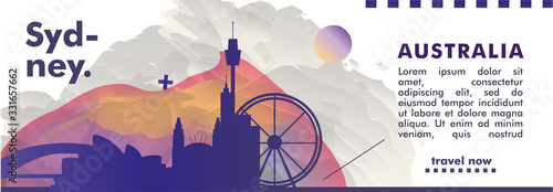 Australia Sydney skyline city gradient vector banner