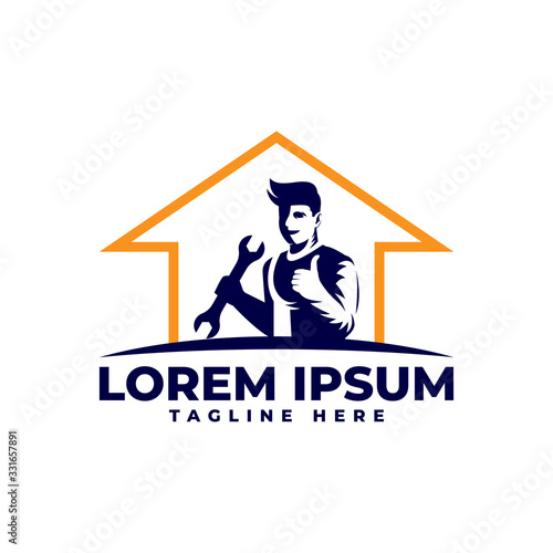 Home Repair Officer Recommended Logo Vector Icon Illustration