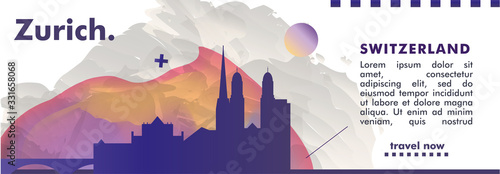 Switzerland Zurich skyline city gradient vector banner