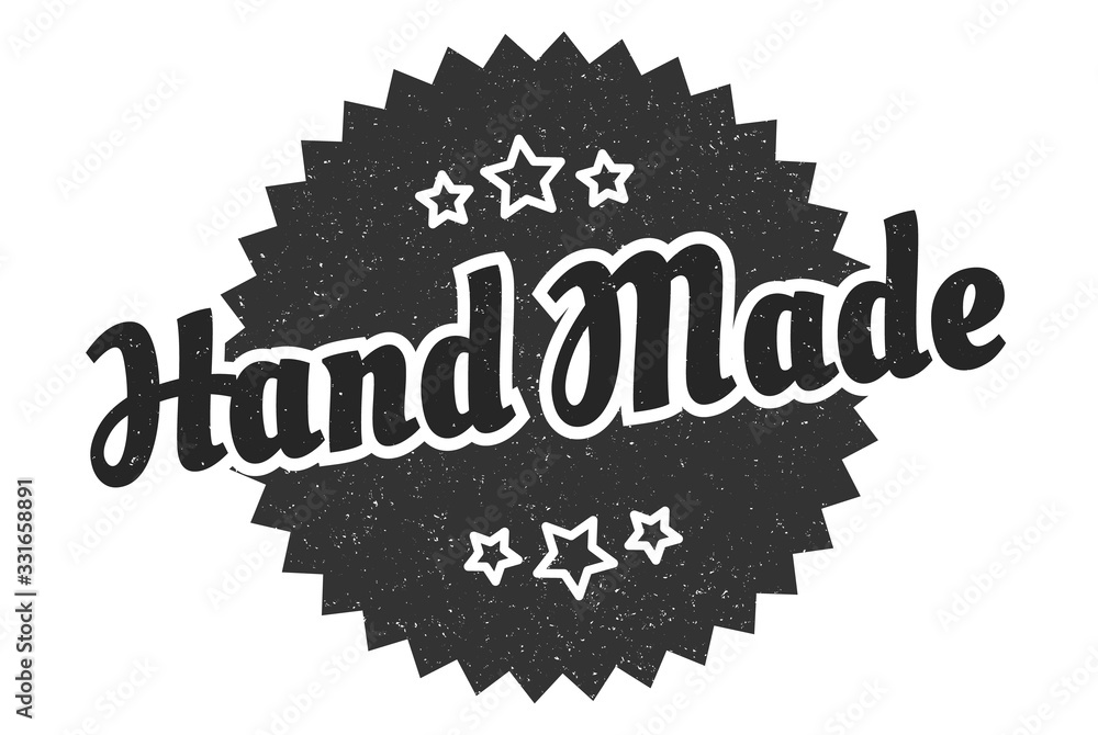 Fototapeta premium hand made sign. hand made round vintage retro label. hand made