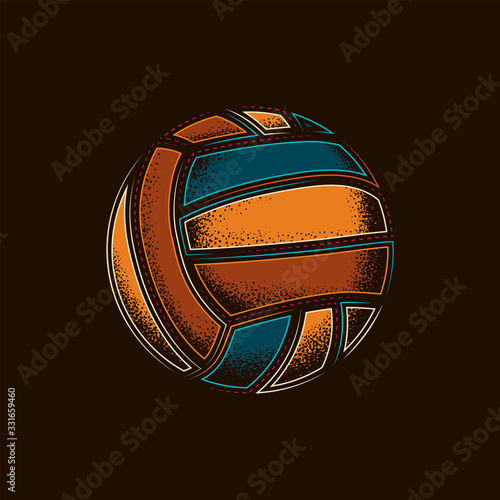 Original vector illustration. Volleyball in vintage style.