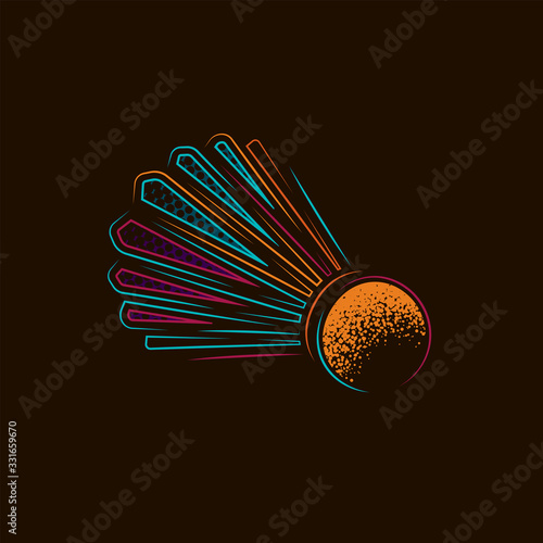 Original vector illustration. White badminton accessory in vintage style. Shuttlecock.