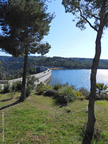 Beautiful dam of Marathon or Marathonas an artificial water reservoir of Athens, Attica, Greece photo