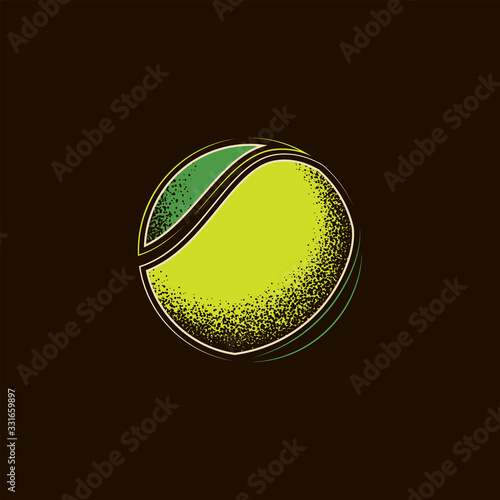 Original vector illustration. Tennis ball in vintage style.