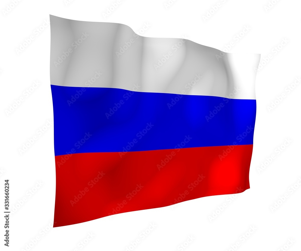 Waving flag of the Russian Federation. The National. State symbol of the Russia. 3D illustration Waving flag of the Russian Federation. The National. State symbol of the Russia. 3D illustration