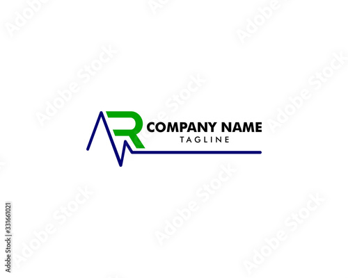 AR Health Pulse Letter Logo Template Design Vector