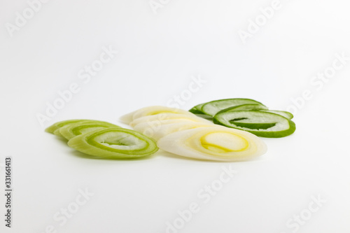 Sliced ​​green onions. Fresh green onions