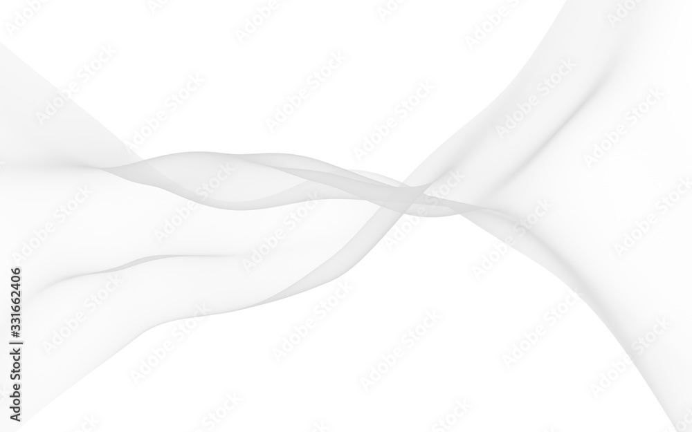 White abstract background. Fluttering white scarf. Waving on wind white fabric. 3D illustration White abstract background. Fluttering white scarf. Waving on wind white fabric. 3D illustration