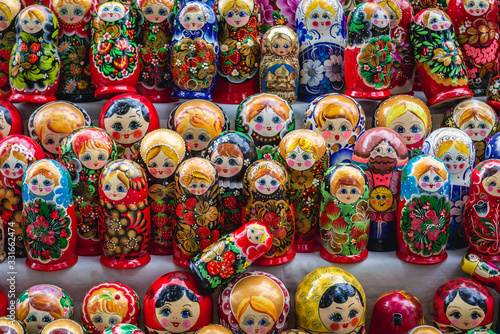 Matryoshka dolls on a small flea market in centre of Chisinau city, Moldova