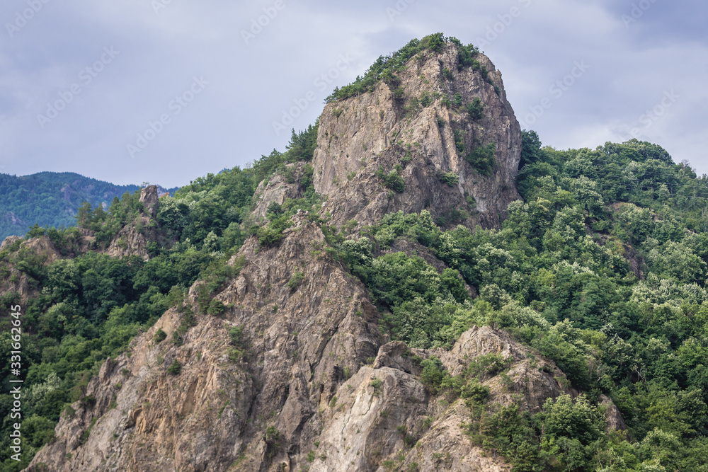 Rocks seen from a road in Valcea County in Wallachia historical and geographical area of Romania