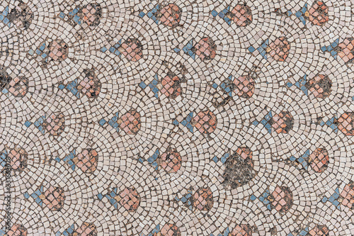 vintage background of floor mosaic in an ancient temple