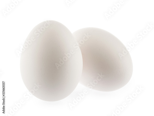chicken eggs isolated on white background with clipping path
