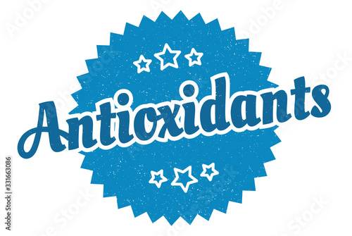 antioxidants sign. antioxidants round vintage retro label. antioxidants