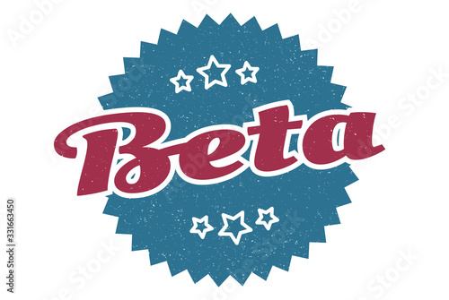 beta sign. beta round vintage retro label. beta