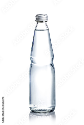 Glass water bottle isolated on white background