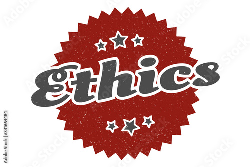 ethics sign. ethics round vintage retro label. ethics