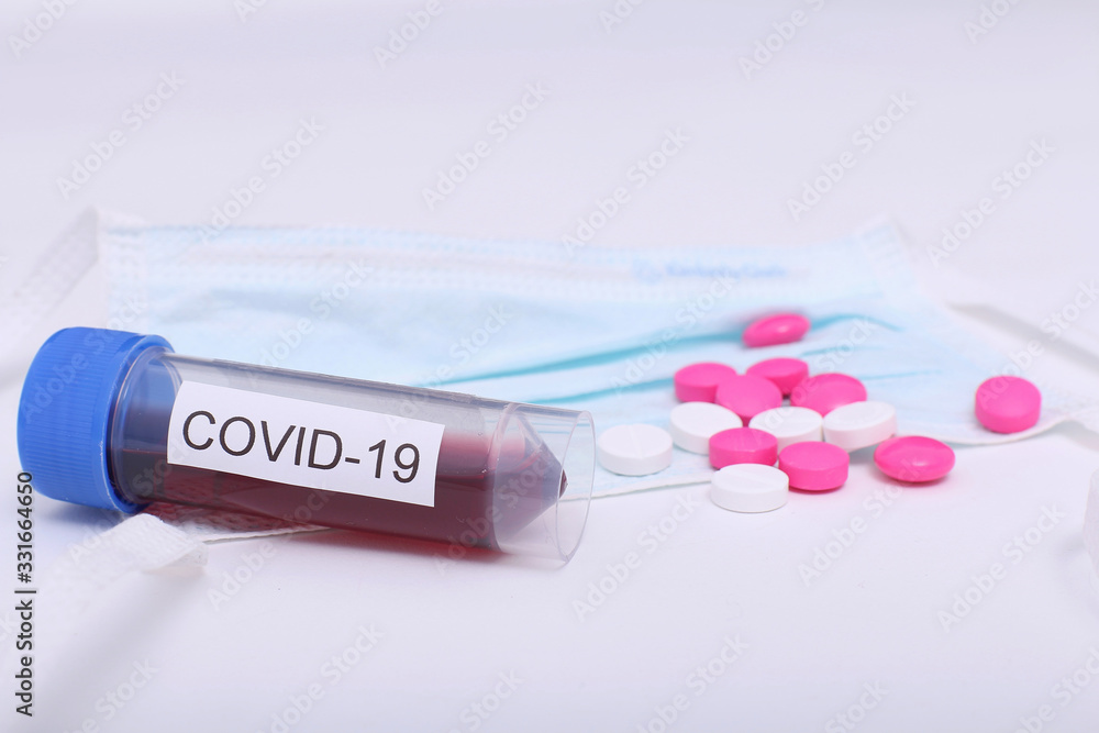 Obraz premium Coronavirus 2019-nCoV Blood Sample. Corona virus outbreaking. Epidemic virus Respiratory Syndrome.