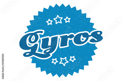 gyros sign. gyros round vintage retro label. gyros