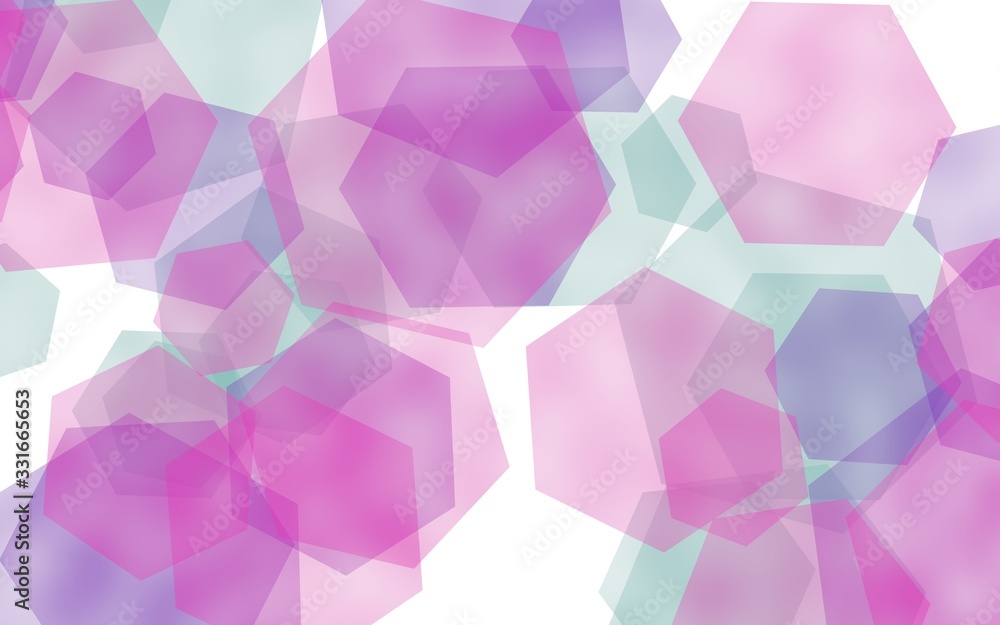 Multicolored translucent hexagons on white background. Red tones. 3D illustration Multicolored translucent hexagons on white background. Red tones. 3D illustration